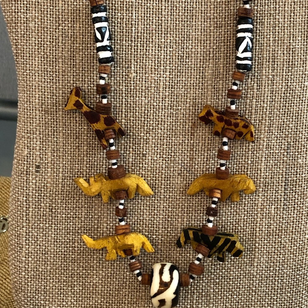 Handcrafted African wooden necklace